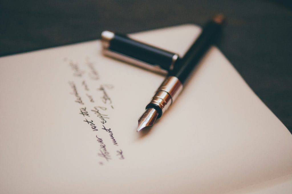 fountain pen and written poetry